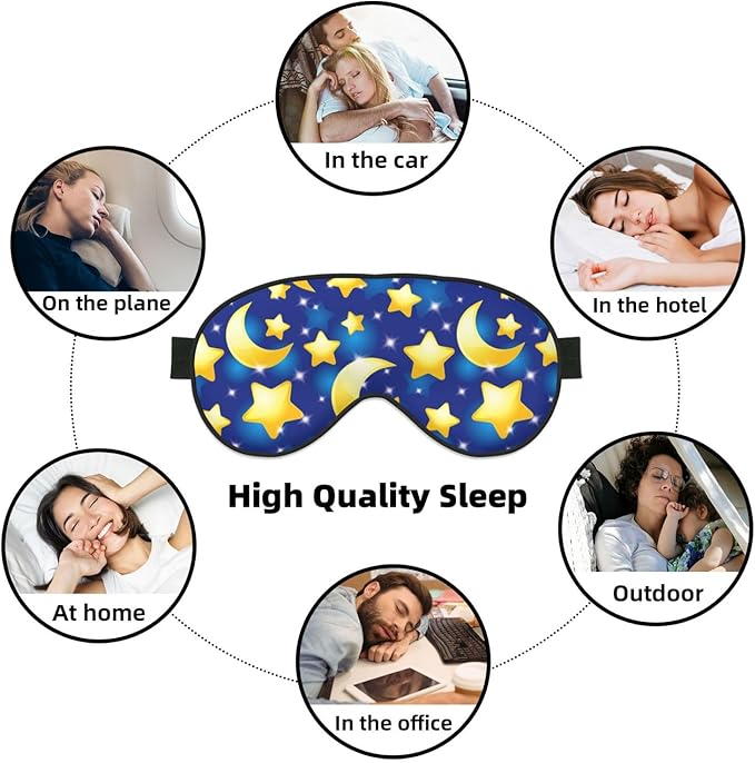 Night Sky Star and Moon Sleeping Eye Mask Eye Mask for Sleeping Soft Comfort Eye Shade Blackout Eye Cover for Deep Rest Travel Nap Meditation
