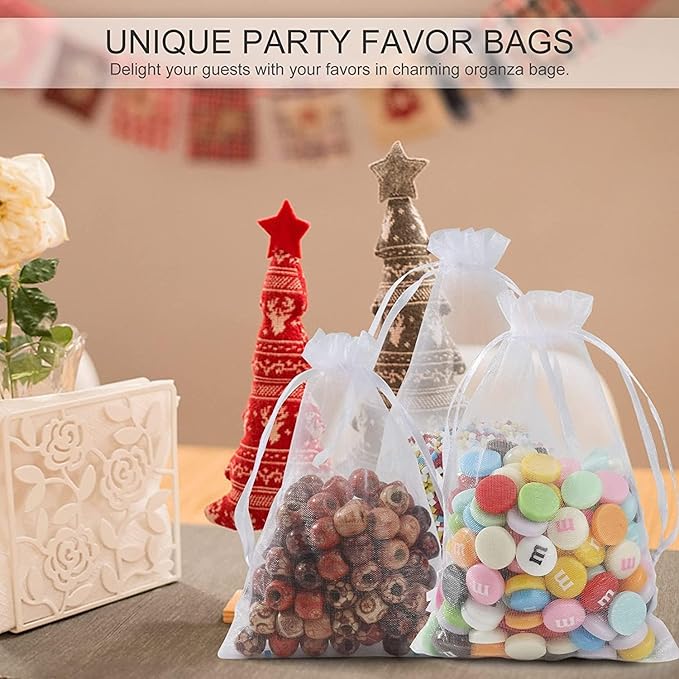 ANZNKU 50 Pack Multicolor Organza Bags, 5x7 inches Mesh Bags, Small Bag for Gifts, Jewelry Pouch Drawstring Goodie for Candy Party