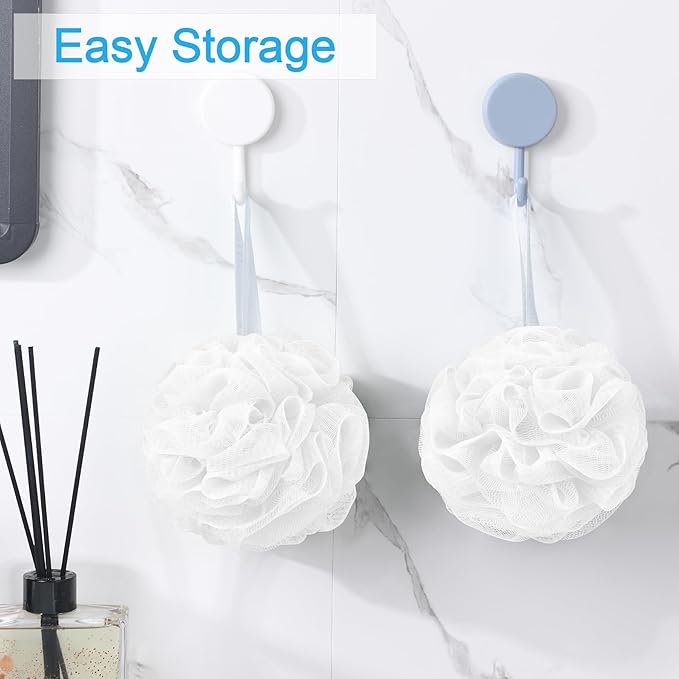 AmazerBath Loofah Sponge 75g/Piece, Exfoliating Bath Sponge Body Scrubber - Loofa Set of 4 - Snow White, Large