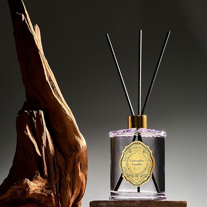 M&SENSE 8.4 oz Large Reed Diffuser for Home | Lavender Vanilla Scent Oil Diffuser with Sticks | Bedroom Bathroom Living Room Decor