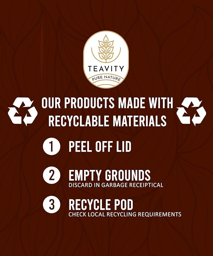 Organic Tulsi Tea Pods with Unsweetened Caffeinated Green Tea Pods for Keurig - Tulsi Green Tea by Teavity (24 Tea Pods)