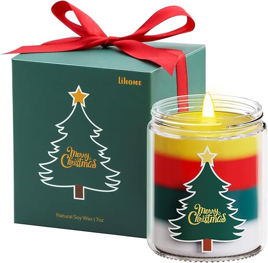 Christmas Candles - Christmas Gifts for Women, Aromatherapy Candle for Home Scented, Natural Soy Wax Fir Scented Candles