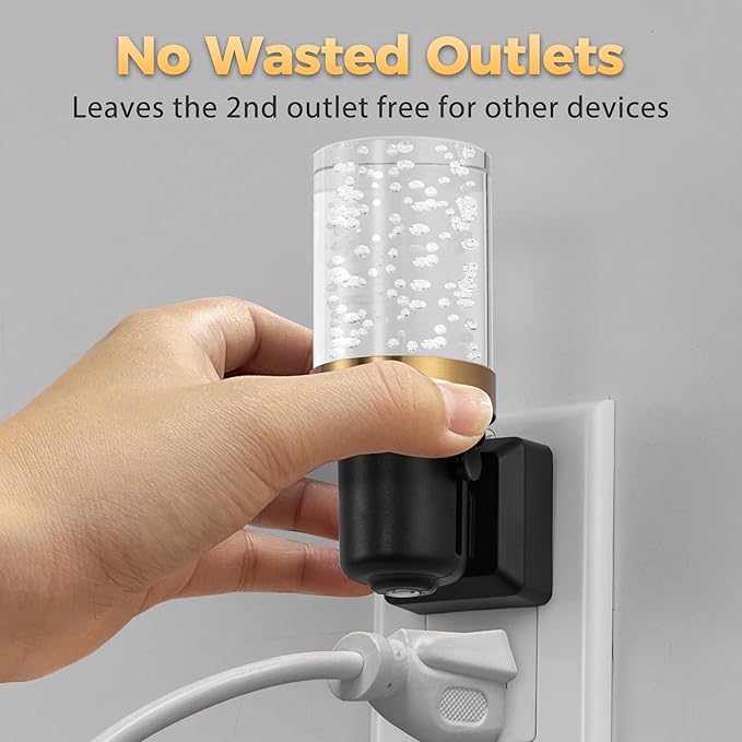 DORESshop LED Night Lights Plug into Wall, Modern Decorative Design Nightlights Plug in, Adjustable Brightness, Dimmable Night Light, Perfect for Adults' Bedroom, Hallway, Bathroom, Amber, 1 Count