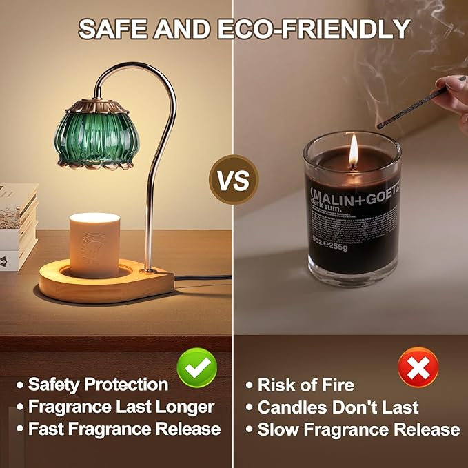 Candle Warmer Lamp with Timer,Dimmable Candle Warmer Light Adjustable Warmer Gift for Women Fragrance Candle Holders for Home Decoration,Green