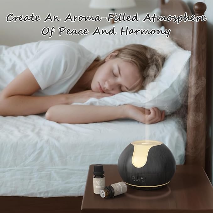 ARVIDSSON Essential Oil Diffuser, 200ml Aromatherapy Diffuser with Mood Light, Oil Diffusers for Home, Ultrasonic Diffuser for Essential Oils, Gift for Women - Dark Wood