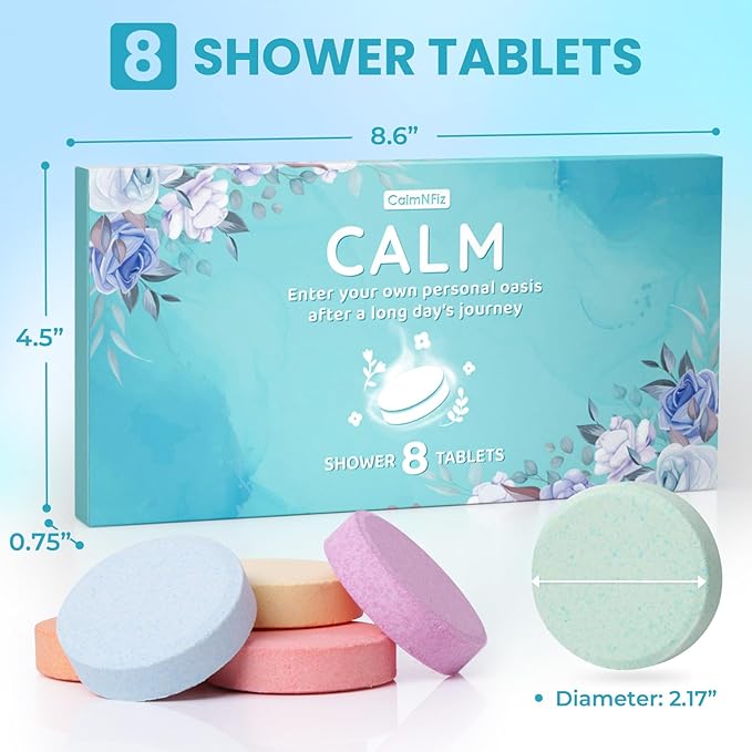 Shower Steamers 8 Pack Set Shower Bombs Tablets in Box with 8 Fragrances with Shea Butter for Self-Care & Relaxation, Idea for Mother's Day, Women and Men