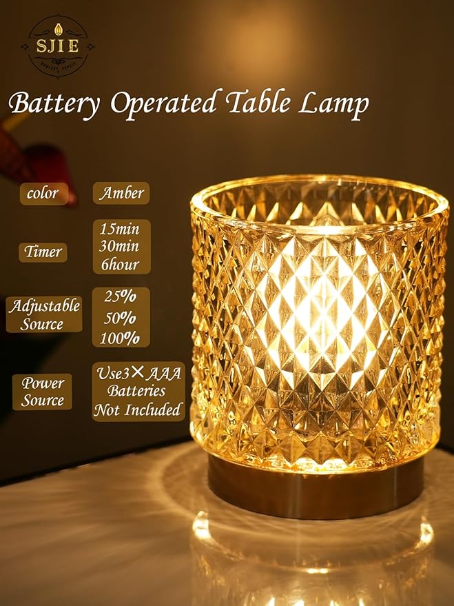 Battery Operated Lamp - Stylish Small Lamps Decorative with Timer & 3 Light Modes, No Plug in Lamps Cordless Battery Table Lamp for Bedroom/Bathroom/Fireplace(with Remote Control)
