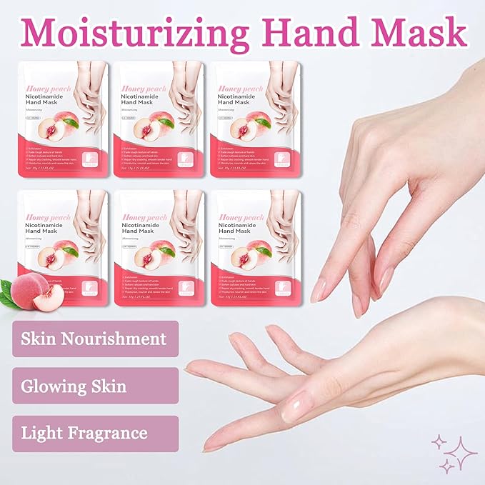 Hydrating Hand Masks, 6PCS Hand Mask Moisturizing Gloves for Men Women, Smooth Long Lasting Soft Exfoliating Hand Peeling Spa Mask Moisturizer Beauty Gift Set for Dry Cracked Rough Dull Hands（G)
