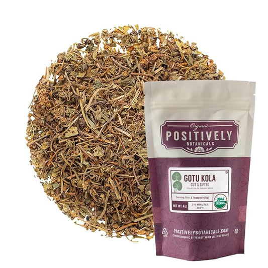 Organic Positively Botanicals Company, Gotu Kola, Herbal Tea Loose Leaf Botanical, 4 Ounce