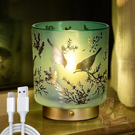 Cordless Rechargeable Table Lamp, Glass USB-C Decorative Small Accent Lamps for Entryway/Stairway/Bathroom/Corner, Touch Control Dimmable Battery Operated Lamp, Emergency Lamps for Power Outage