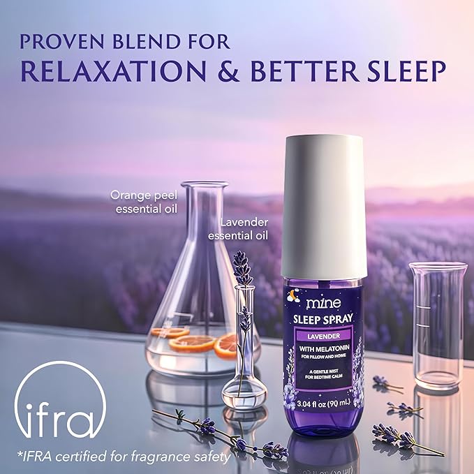 Lavender Sleep Spray with Melatonin – Natural Pillow Mist for Relaxing Sleep, Calming Bed Spray for Adults, Lavender Pillow Mist
