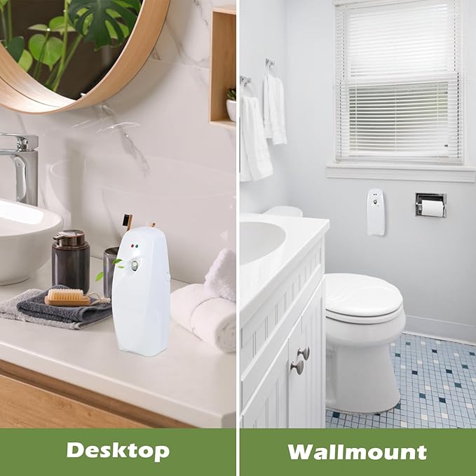 Automatic Air Freshener Spray Dispenser - Commercial and Home Use - Multiple Time Scent/Mist Release Settings for Room/Restroom Sprayer,Air Freshener not Included,White