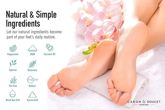 CARON & DOUCET Tea Tree Oil Foot Soak with Epsom Salt and Dead Sea Salt - Natural - Soothes Sore & Tired Feet, Helps Reduce Foot Odor Scent, Softens Calluses - 2lb