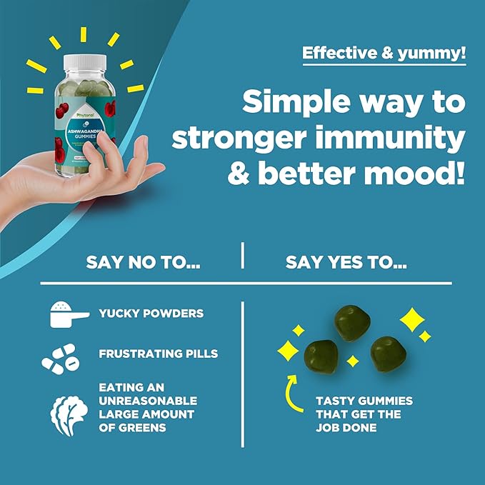 Calming Ashwagandha Gummies for Men and Women - 750mg Equivalent from 30:1 Root Extract with Zinc and Vitamin D - Tasty Adaptogen Stress Gummies for Adults for Energy & Mood Support (90 Servings)