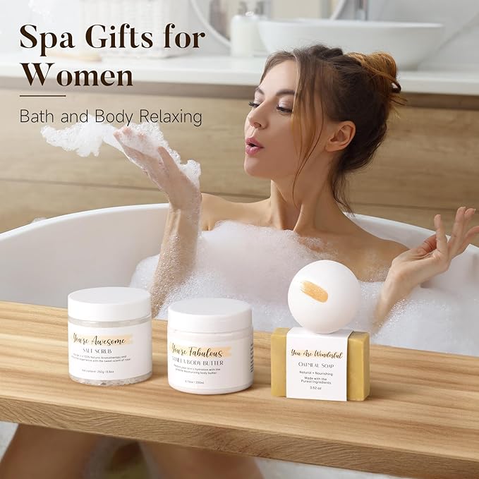 Spa Gifts for Women 13Pcs Mothers Day Gifts Happy Birthday Gift Baskets, Christmas Relaxing Home SPA Kit Bath Set Self Care Package Thank You Box for Mom Her Sister Teacher Friends Friendship