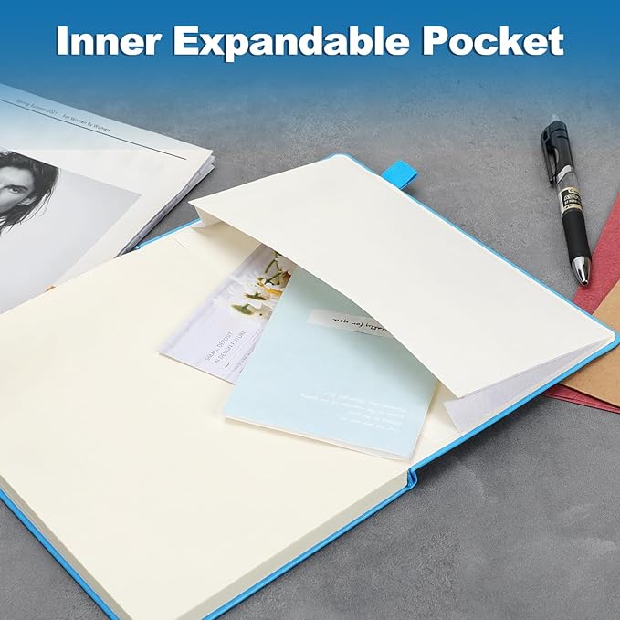 Journals for Writing, A5 Leather Ruled Notebook with 400 Pages, 100 Gms College Ruled Journal with Thick Paper, Hardcover with Inner Pocket & Pen Holder, Brown