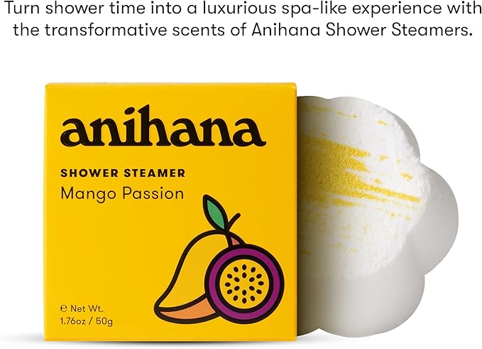 ANIHANA Shower Steamers 4 Pack, Paraben Free, Cruelty Free, Refreshing Mango Passion Scent, 1.76 oz Each