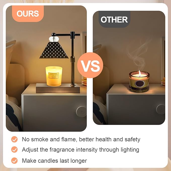 Candle Warmer lamp with Timer Dimmable,USB ChargingPortcandle Candle Lamps,Cute Candle Warmer Suitable for Home Decoration,Bedroom and Living Room decoratio(Black)