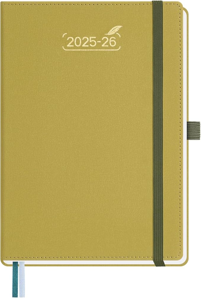 BEZEND 2026 Planner Weekly and Monthly (6" x 8.5"), 2-Column Calendar Book (Jul 25-Dec 26), Dual Schedule for Daily Appointment, Inner Pocket & Tabs, PU Leather Hardcover - Mustard