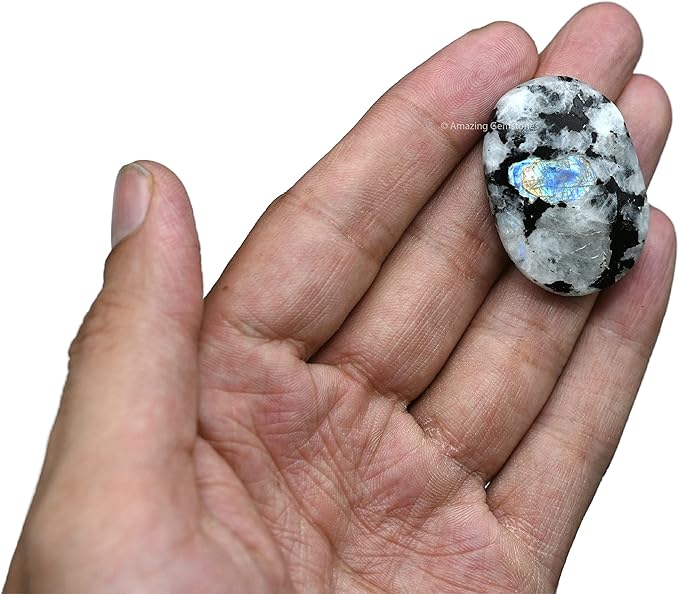 Amazing Gemstone Rainbow Moonstone Worry Stone Crystals, Healing Stones