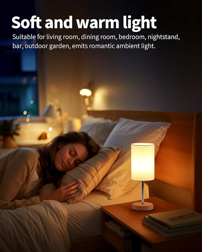 KDG Simple Cordless Table lamp, Portable Bedside 5000mAh LED Desk Lamp, 3 Brightness Levels Emergency Light, Linen Lampshade for Living Room, Bedroom, Dining Room, Night Light (Silver)