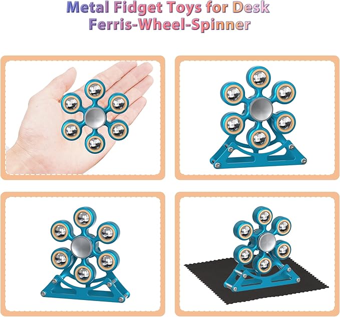 Desk Toys for Fidget Ferris-Wheel Spinner: 4mins Metal Cool-Gadgets Kinetic-EDC-Toy, Cool-Stuff for Kid Children Teen Adult, ADHD Tools Stress Relief Gift for Office Home School Men Woman Christmas