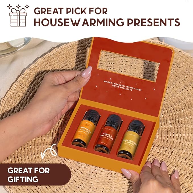 Folkulture Essential Oils for Home | Set of 3 (0.34 fl oz x 3) Fall Essential Oil or Diffuser Oils for Relaxation | Cedar, Cinnamon or Fall Scents | Vanilla Essential Oil for Fall Essentials