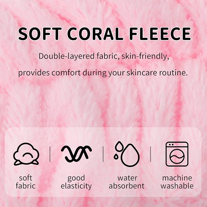 WHAVEL 6 Pack Pink Spa Headband for Washing Face, Skincare Headbands Microfiber Pink Party Favors Sleepover (Type 14)