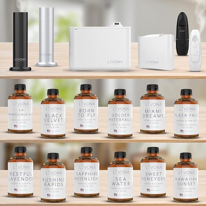 Levona Scent Pure Essential Oils: Blue Tranquility Aromatherapy Oils - Home Luxury Scents for Diffusers For Home, Hotel & Office - Scented Fragrance Oil Blends - Essential oil for Humidifiers - 500 Ml