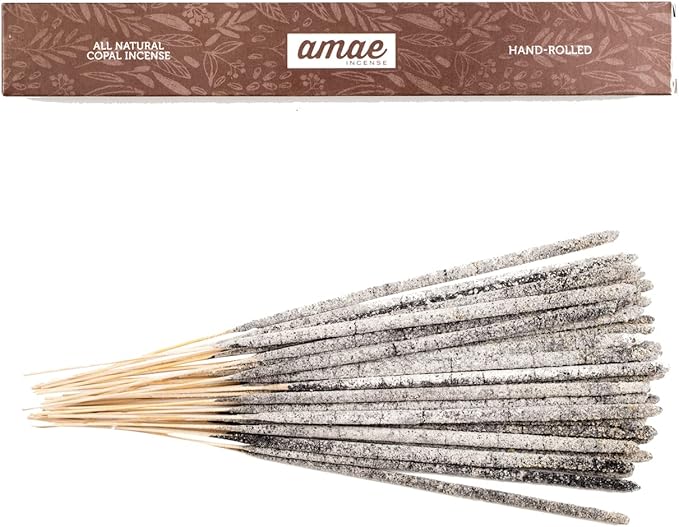 Authentic 100% White Copal Incense Sticks - Thick, Natural Mayan Resin for Spiritual Practices, Meditation, Yoga, Cleansing, Relaxation - Smooth Burning, Long Lasting, Handmade in Mexico - 40 Sticks