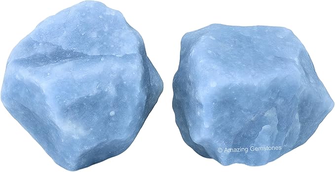 Amazing Gemstone Angelite Raw Crystals and Healing Stones, Natural Rocks for Tumbling - DIY Raw Stones and Crystals, 2 Pieces