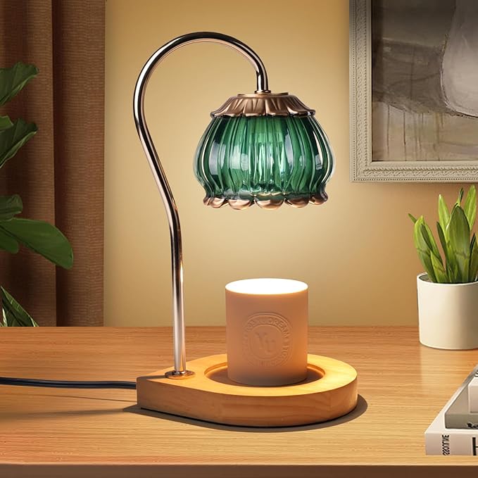 Candle Warmer Lamp with Timer,Dimmable Candle Warmer Light Adjustable Warmer Gift for Women Fragrance Candle Holders for Home Decoration,Green
