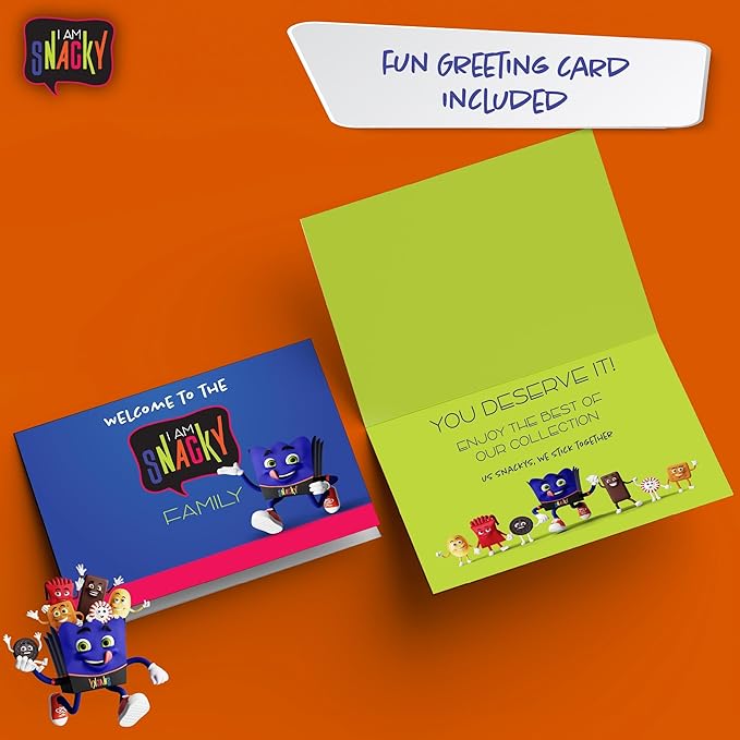 I AM Snacky - Haloween Trick or Treats Snack Box Variety Pack Care Package + Greeting Card - SNACKY'S PARTY PACK (100 Count) Birthday Sweet Treats Gift Basket, Candies Chips, Office Food Assortments