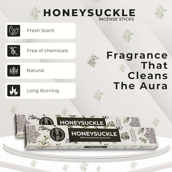 Honeysuckle Incense Sticks - Total 120 Insence-Sticks - 6 Packs of 20 Insense - Inciensos - Inscents - Natural Non Toxic Ingredients - Incents - Incence - Inscense - Insents