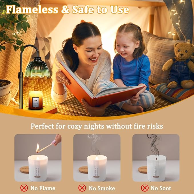 YGS-Tech Candle Warmer Lamp with Timer and Dimmer, Height Adjustable Candle Warmer Lamp for Scented Jar Candles, Birthday Gifts for Women Mom, House Warming Gifts New Home Decor