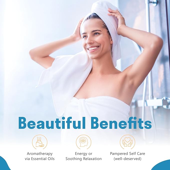 Relax Away Balance Shower Steamers 6 Pack - Aromatherapy Tablets - Essential Oils - Orange, Vanilla, Rose, Eucalyptus, Lavender, Mint - Spa-Like Shower Experience - Easy-Open Packaging