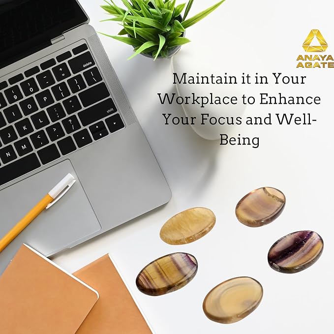 Yellow Fluorite Worry Stones – Crystal Thumb Worry Stone for Anxiety, Stress – Relaxing and Soothing Balance Stones for Meditation, Stress Relief – Healing Stones and Crystals for Men, Women