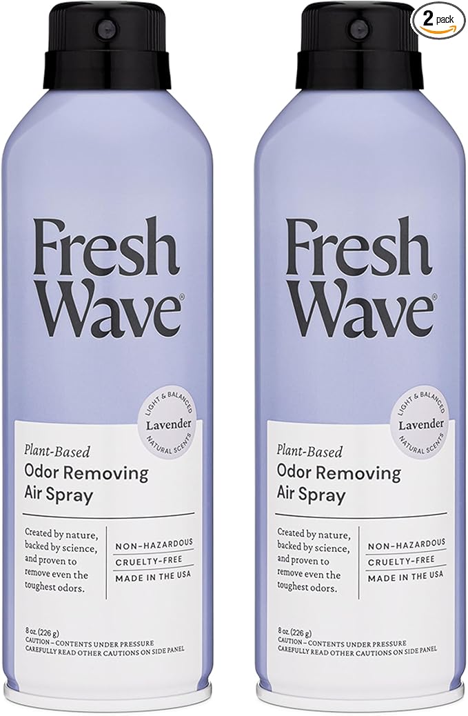 Fresh Wave Lavender Odor Eliminator Spray & Air Freshener, 8 oz. | Pack of 2 | Non-Aerosol, Fine Mist | Safer Odor Relief | Natural Plant-Based Odor Eliminator | For Furniture, Fabrics & Trash