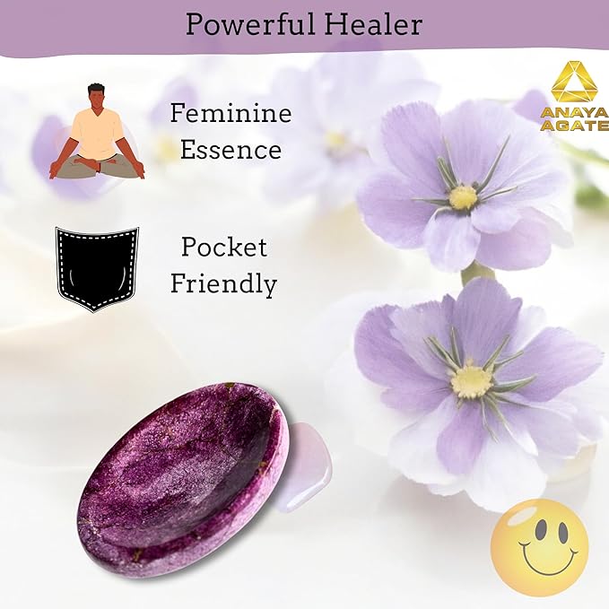 Stichtite Worry Stones – Crystal Thumb Worry Stone for Anguish, Stress – Relaxing and Soothing Balance Stones for Meditation, Stress Relief – Healing Stones and Crystals for Men and Women