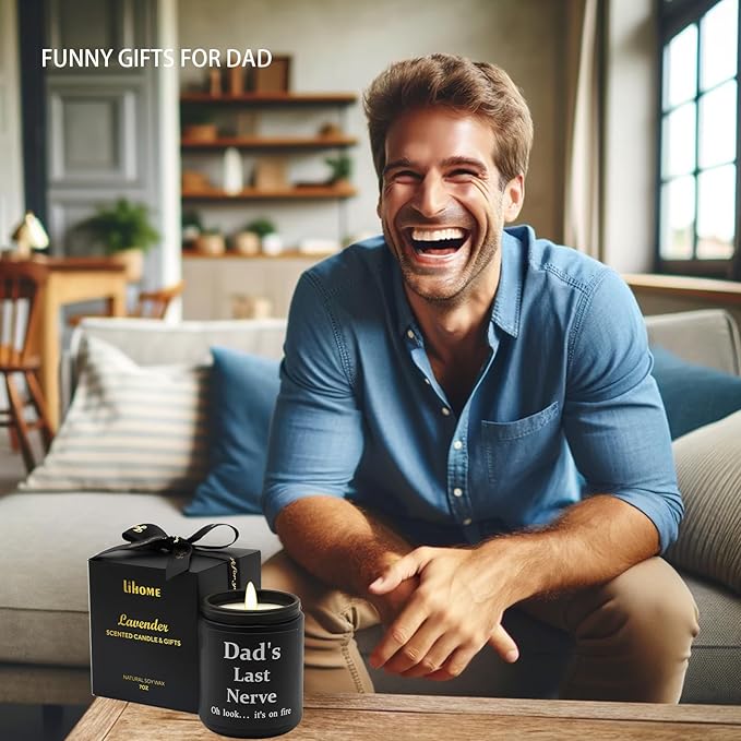 Lihome Gifts for Dad from Daughter Son, Funny Fathers Day & Birthday &Thanksgiving & Christmas Gifts, Lavender Scented Candles(7oz)