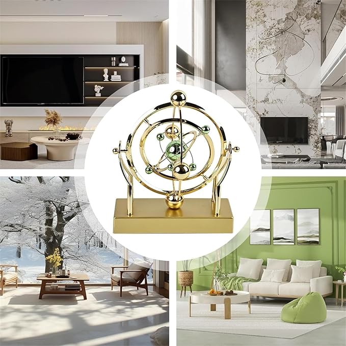 Celestial Orbit Perpetual Motion Pendulum, Kinetic Art Desk Decor, Battery Powered Perpetual Motion Machine, Magnetic Balance Model for Home or Office