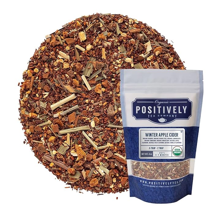 Organic Positively Tea Company, Winter Apple Cider Rooibos Tea, Loose Leaf, 4 Ounce