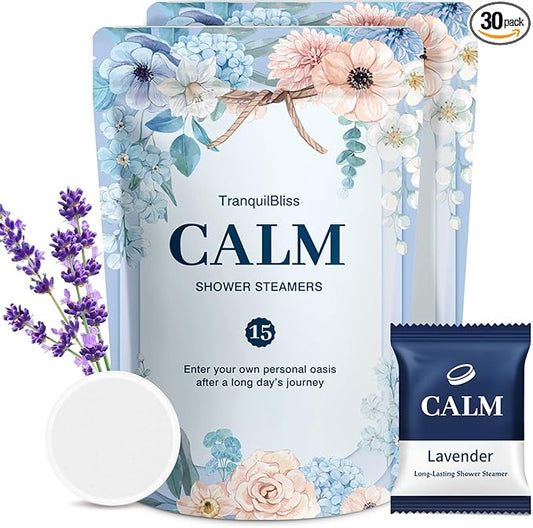 Shower Steamers 30 Pack Shower Bombs with Lavender Scent, Self-Care Presents for Women Who Have Everything, Relaxation Birthday Presents for Women, Valentines Day Presents for Her
