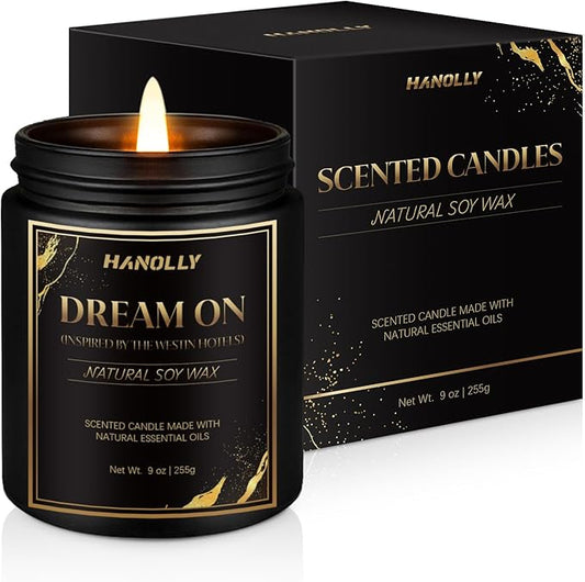 Dream On Hotel Candle, 9 oz Scented Candles for Home Soy Candle Wax, Inspired by The Westin Hotels, Luxury Long Lasting Aromatherapy Jar Candle Gifts for Men Women