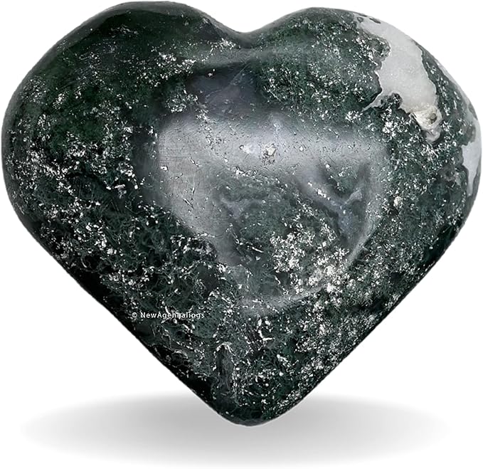 Amazing Gemstone Moss Agate Crystals and Healing Stones - Large Palm Stone Crystals Piedra - Crystal for Good Luck, Balanced Positive Energy, Meditation - Unique Stocking Stuffers, Gifts for Women