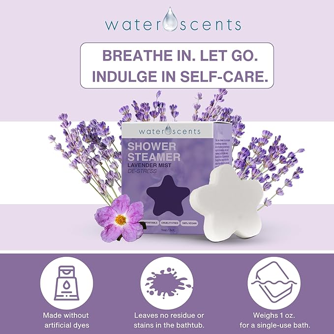 Shower Steamer Mist– Aromatherapy Flower Fizzy with Lavender & Orange Essential Oils – Natural Self Care, Vegan, Travel Essentials, Stress Relief | 1-Pack