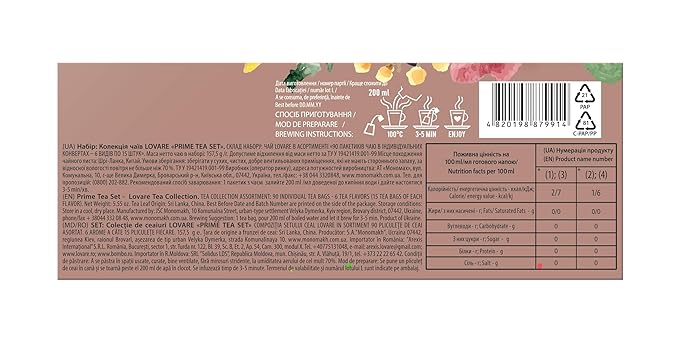 Lovare Black and Green Tea Bags Variety Pack - Made in Ukraine Tea Sampler - Individually Wrapped 90 Assorted Tea Bags - Gift Box For Tea Lovers (PRIME TEA SET)