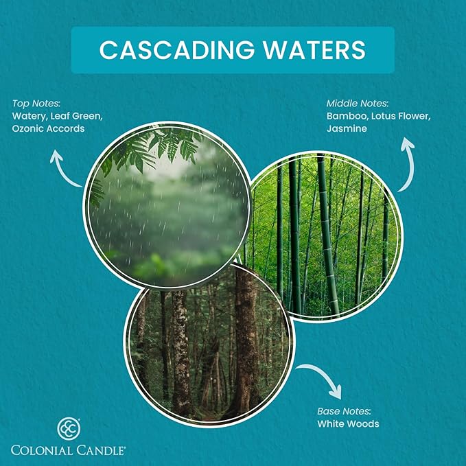 Colonial Candle Cascading Waters Scented Candle Jar, Highly Fragranced Candles for Home Scented, Mottled Wax Candle, 2 Wick, 8 oz - Made in The USA
