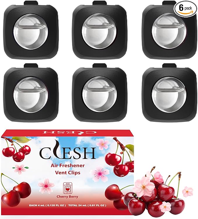 Car Air Fresheners, 6 Pack, Cherry, Car Fresheners Vent Clips, Long Lasting Air Freshener, Car Refresher for Men Women