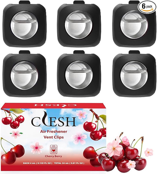 Car Air Fresheners, 6 Pack, Cherry, Car Fresheners Vent Clips, Long Lasting Air Freshener, Car Refresher for Men Women